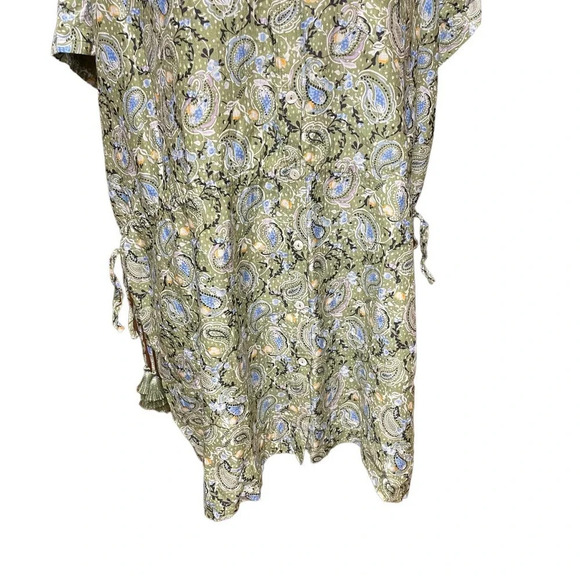 Roller Rabbit Turin Ellyott‎ Dress Olive Green Blue Paisley Size Large - Picture 4 of 12